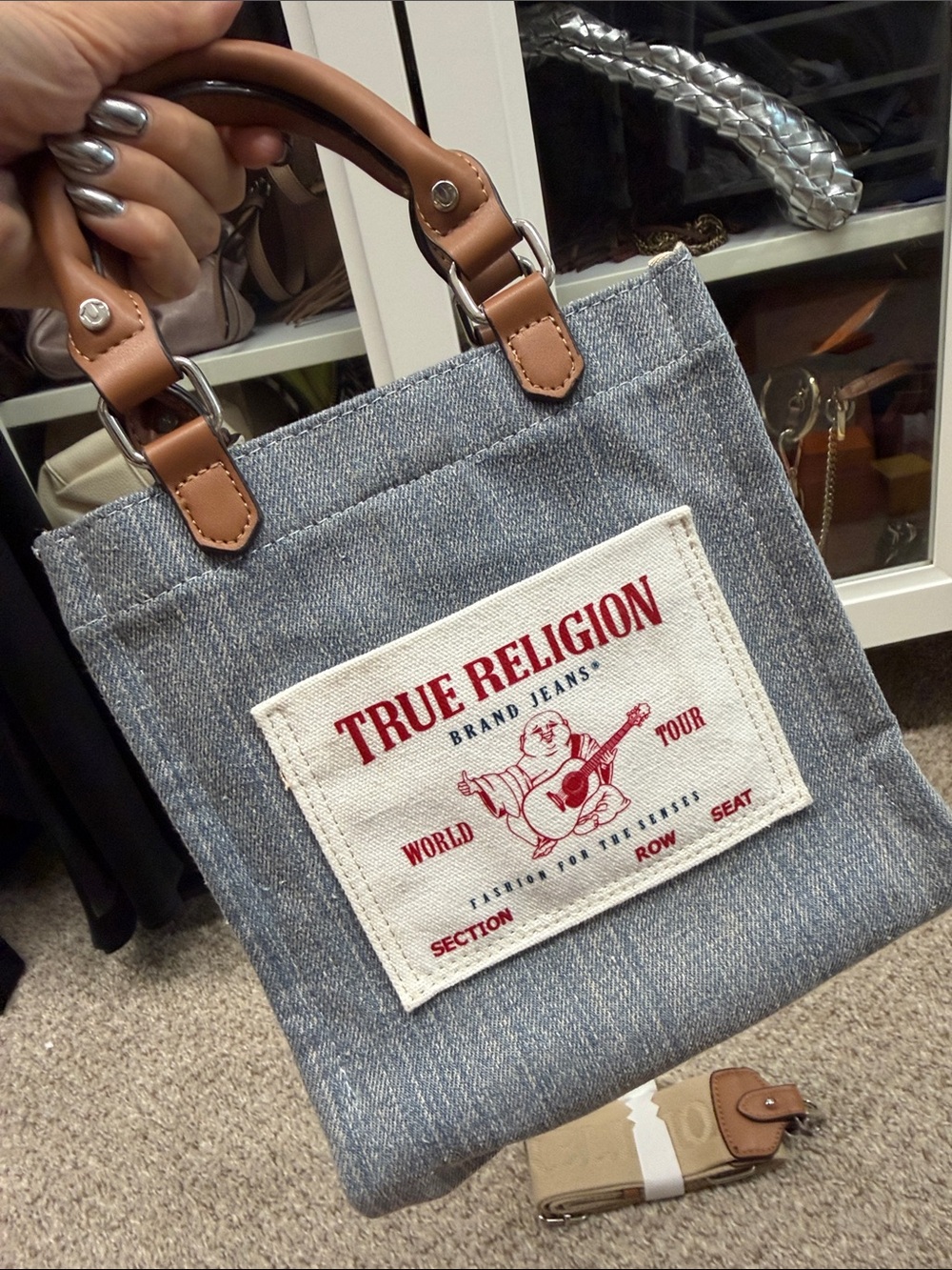 True Religion Blue Denim Mini Tote - Picture 3 of 4